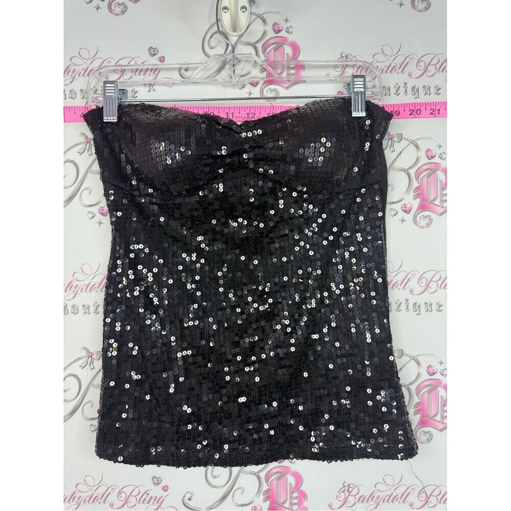Urban Behavior Black Sequin Bustier Top